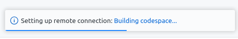 A screenshot of the notification saying "Building codepsace..."